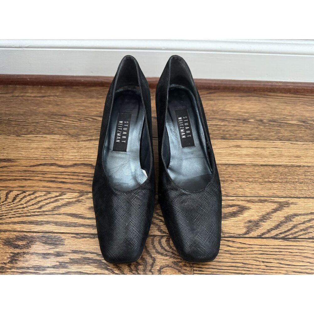 Stuart Weitzman Black Square Toe Heels Size 8.5 - image 3
